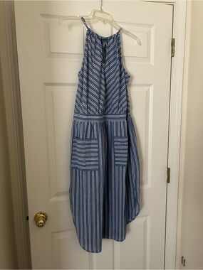 Universal Thread Blue and White Striped Halter Dress